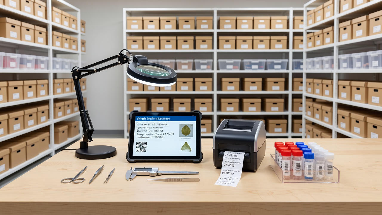 RFID scanning equipment and database interface used for tracking samples in a large scientific repository